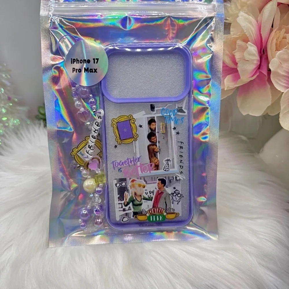 Friends Themed iPhone 17 Pro Max Case with Matching Beaded Strap
